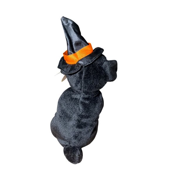 Ty Beanie Babies Alacazam Plush Dog Halloween Edition Black Orange w/ Witch Hat - Picture 8 of 12